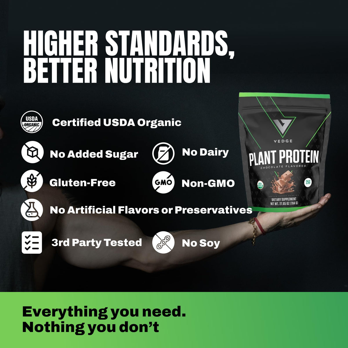 VEDGE Vanilla Protein Powder, USDA Organic Plant Based, 20 Servings | Plant Based Protein Powder, From Pea, Pumpkin, And Sunflower With Smooth Texture For Shakes, Smoothies, Vegan, And Baking