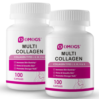 OMOGS Collagen Peptides Capsule，Naturally Sourced Hydrolyzed Collagen with prebiotic & Cranberry Extract - Hair, Skin, Nail, Joint, Digestive Health & Immune Support, Non-GMO, 100 Capsule