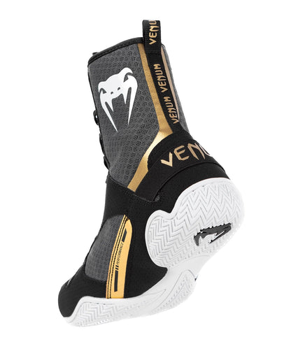 Venum Elite Boxing Shoes - Black/White-Gold