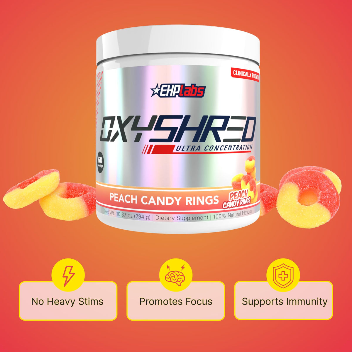 EHP Labs OxyShred Pre Workout Powder - Preworkout Powder with L Glutamine & Acetyl L Carnitine, Energy Boost Drink - Cosmic Blast, 60 Servings