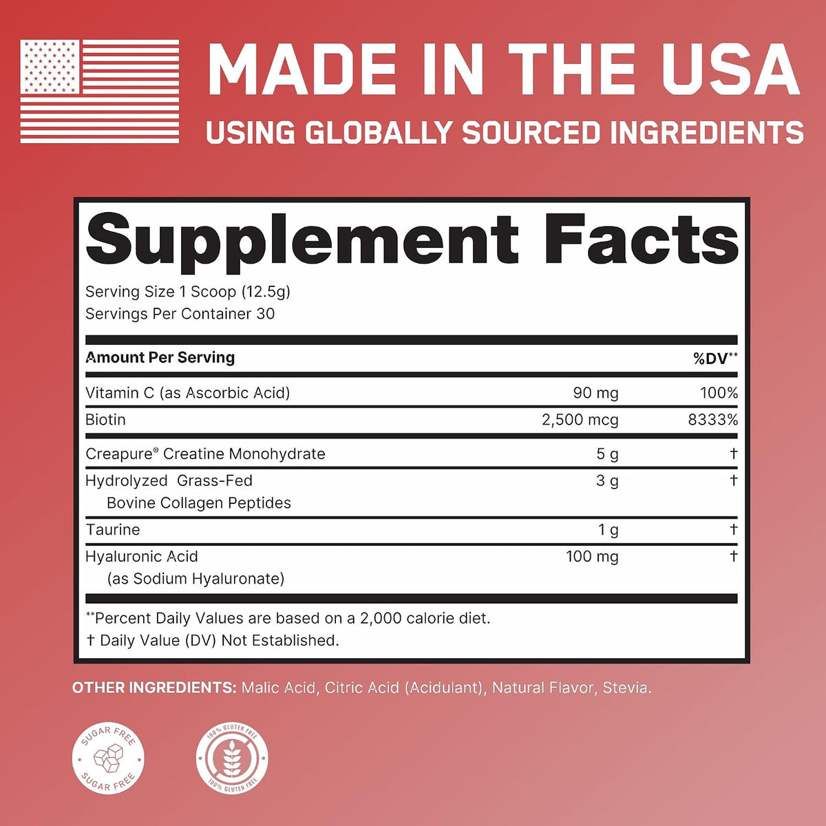 SteelFit Just for Women, Creatine Monohydrate & Collagen Peptides Powder | 5g Creapure Creatine & 3g Grass-Fed Collagen - Lean Muscle Growth & Healthy Hair, Skin, & Nails - Red Raspberry, 30 Servings