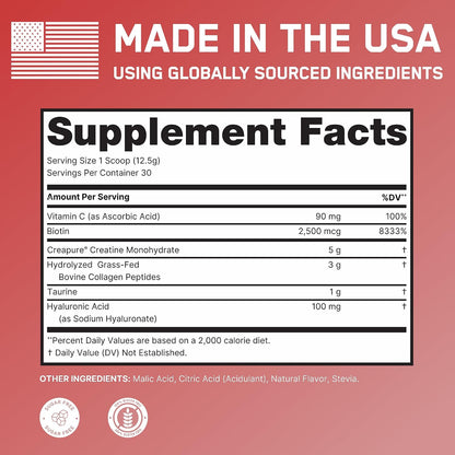 SteelFit Just for Women, Creatine Monohydrate & Collagen Peptides Powder | 5g Creapure Creatine & 3g Grass-Fed Collagen - Lean Muscle Growth & Healthy Hair, Skin, & Nails - Red Raspberry, 30 Servings