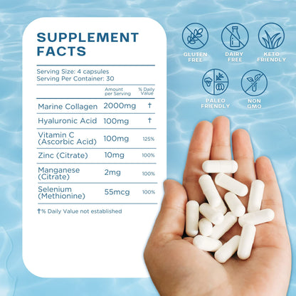 CORREXIKO Marine Collagen Pills, High Strength 2200mg Anti-Ageing Tablets