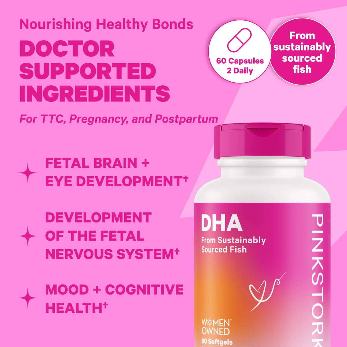 Pink Stork Premium Prenatal Duo: Premium Prenatal Vitamin + DHA, Prenatal Probiotics for Women
