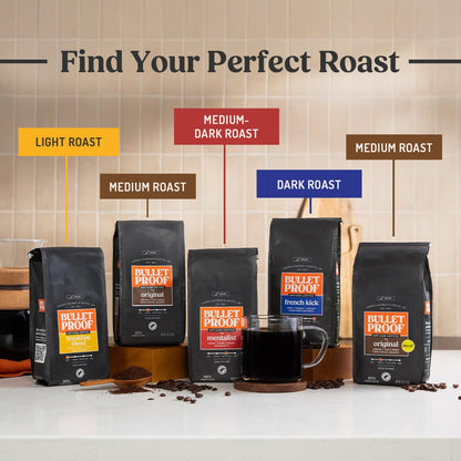Bulletproof Original Medium Roast Whole Bean Coffee, 12 Ounces, Clean Coffee Tested for Toxins