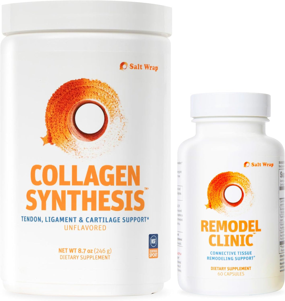SaltWrap Joint & Muscle Recovery Bundle, Daytime - Collagen & Mag 3D | Made in USA, NSF Certified for Sport, Pairs Fortigel & Tendoforte Peptides with Quercetin, Fisetin and Senactiv Complex