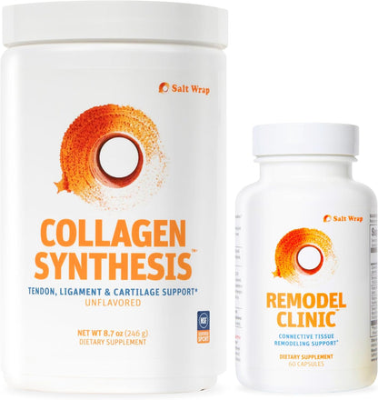 SaltWrap Joint & Muscle Recovery Bundle, Daytime - Collagen & Mag 3D | Made in USA, NSF Certified for Sport, Pairs Fortigel & Tendoforte Peptides with Quercetin, Fisetin and Senactiv Complex