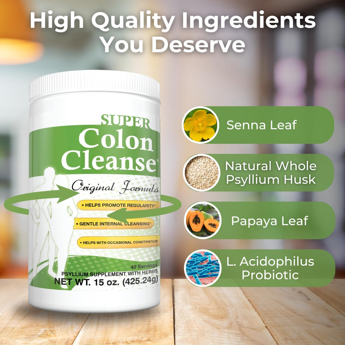 Health Plus Super Colon Cleanse Original Formula Powder, 15 oz, 42 Servings | Classic formula with psyllium husk and senna leaf; may support occasional constipation relief and digestive regularity