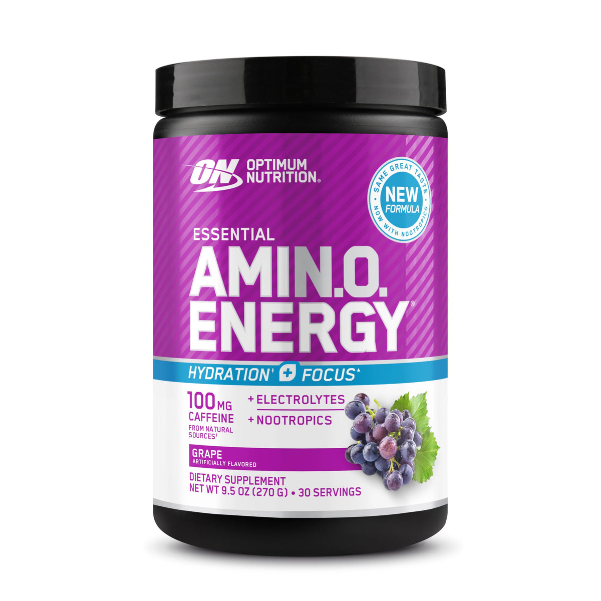 Optimum Nutrition, Amino Energy Powder Plus Focus, with Bcaa, Electrolytes, and Caffeine, Watermelon, 30 Servings | Contains BCAAs, Electrolytes, 100 mg Caffeine, 5g Amino Acids, Zero Sugar, Supports Hydration, Banned Substance Tested