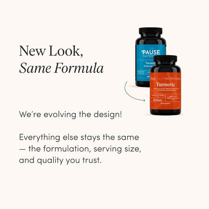 The 'Pause Life Turmeric + Black Pepper, Joint & Bone Support, 60 Softgels | Natural turmeric root & black pepper extract. Bone, joint & immune support for men & women. Easy to swallow, 30 servings.