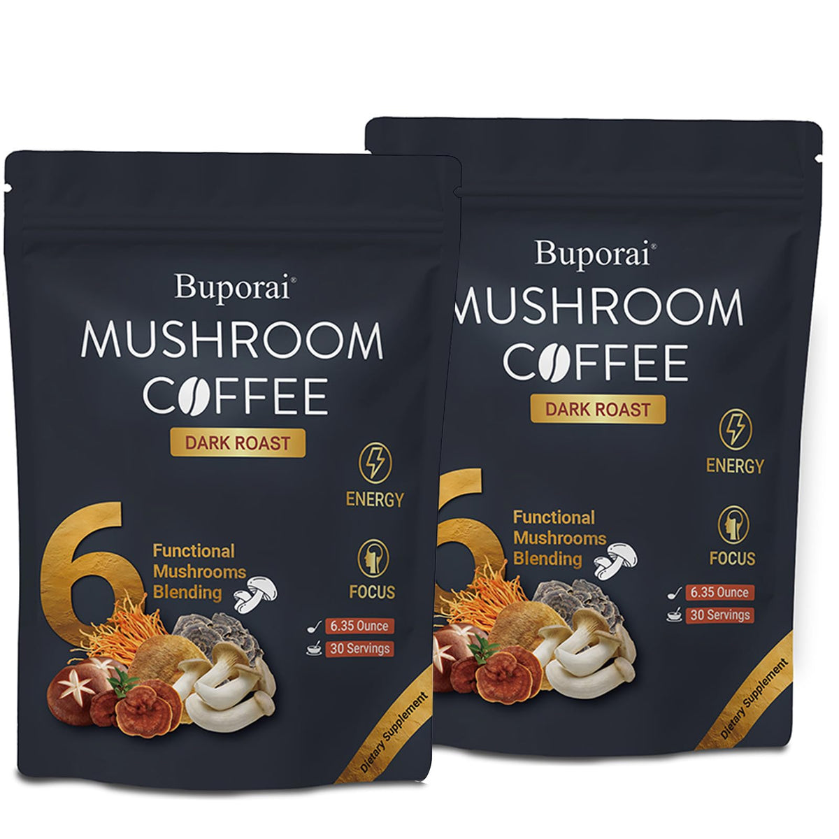 Mushroom Coffee, Instant Mushroom Coffee Organic with 6 Mushrooms Lion’s Mane, Cordyceps, Turkey Tail & Other for Energy, Focus, Digestion, Immunity, 35 Servings