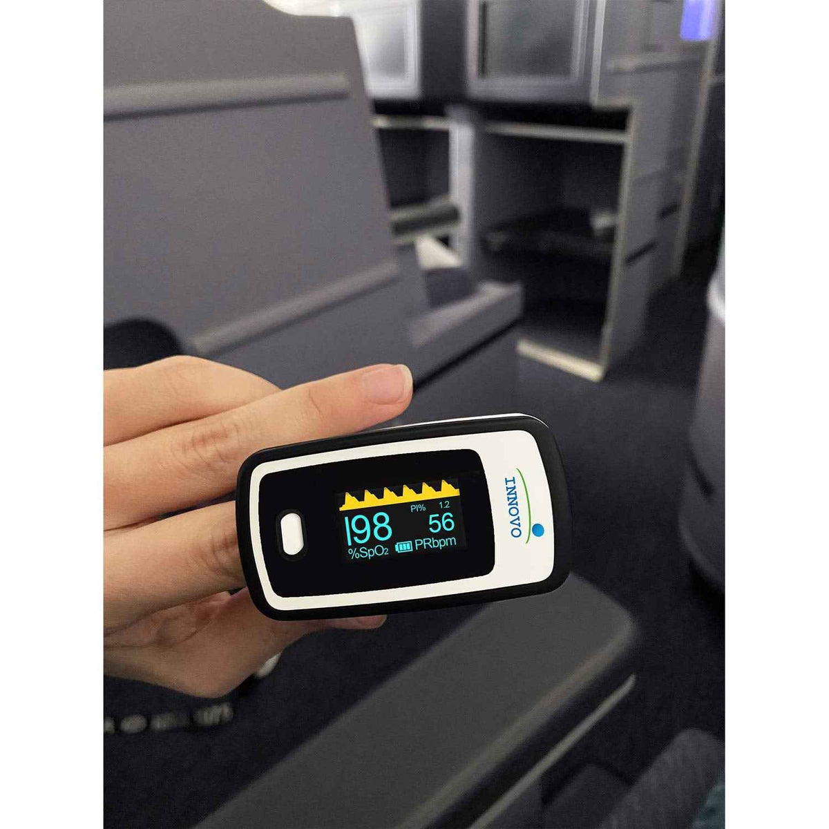 Innovo Deluxe iP900AP Fingertip Pulse Oximeter Blood Oxygen Saturation Monitor with Alarm, Plethysmograph and Perfusion Index