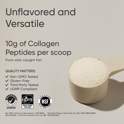 Sports Research Marine Collagen Peptides Powder - Sourced from Wild-Caught Fish, Pescatarian Friendly, Keto Certified & Non-GMO Tested - Easy to Mix in Water or Juice! (34 Servings)