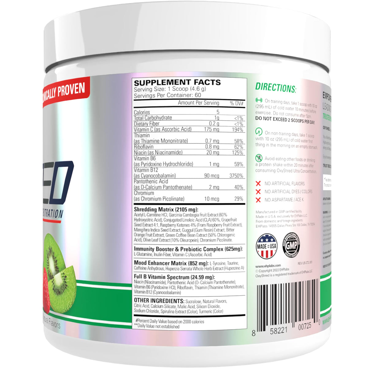EHP Labs OxyShred Pre Workout Powder - Preworkout Powder with L Glutamine & Acetyl L Carnitine, Energy Boost Drink - Cosmic Blast, 60 Servings