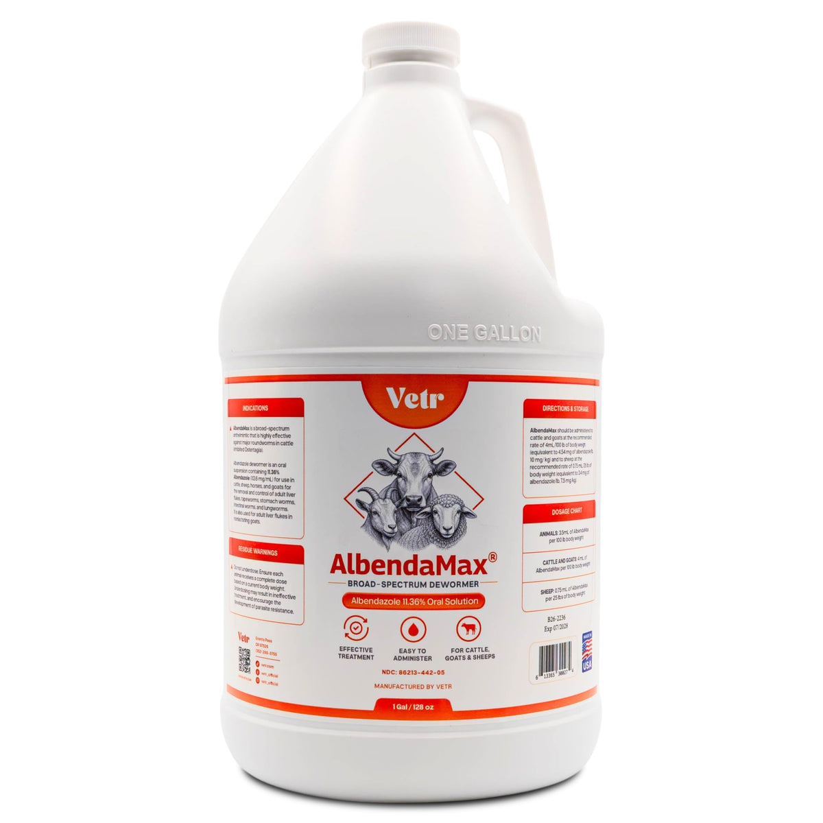 vetr AlbendaMax Oral Suspension, Liquid for Cattle, Sheep & Goats – 240 mL