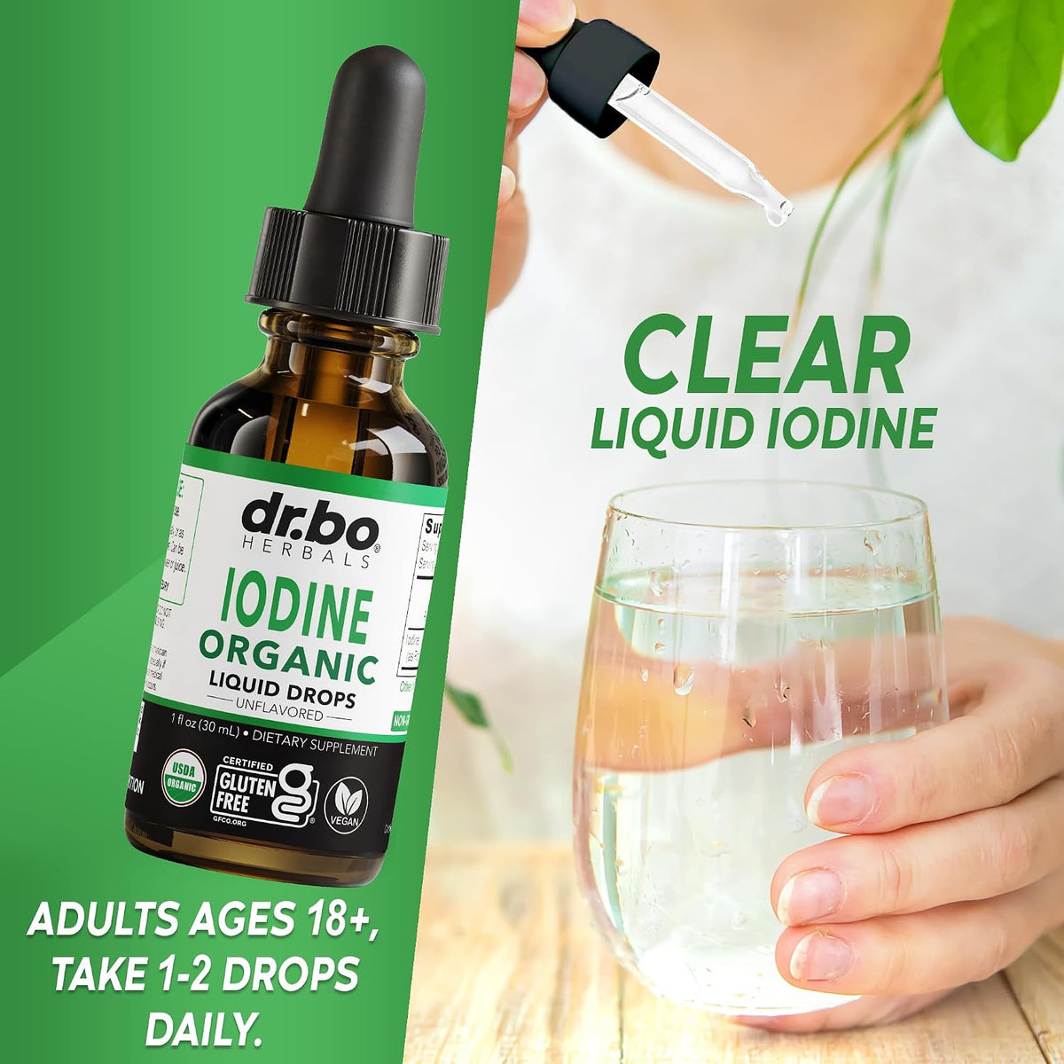 Iodine Liquid Drops Potassium Iodide - 1 Year Supply Pure Clear Organic Iodine Drops Supplement Plus Thyroid Support - Organic Potassium Iodide Liquid Supplement Tincture Thyroid Supplements 1 Fl Oz