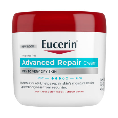 Eucerin Advanced Repair Body Cream for Very Dry Skin, Fragrance Free Daily Body Moisturizer, 16 Oz Jar