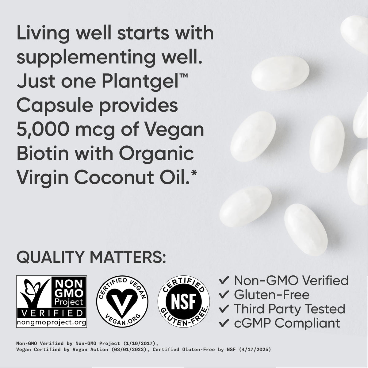 Sports Research® Biotin 10,000mcg with Organic Coconut Oil - Biotin (Vitamin B7) for Healthy Skin and Hair Support* - for Women and Men - Vegan, Non-GMO, Gluten & Soy-Free - 120 Veggie Softgels