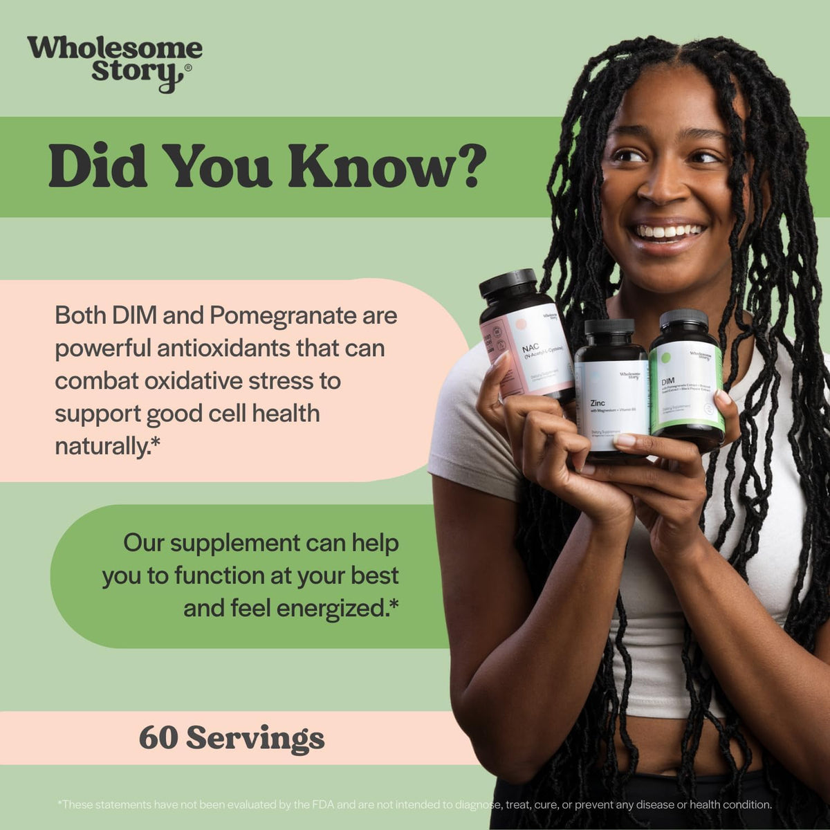 DIM + Zinc, Magnesium & VIT B6 | DIM Supplement for Women and Men with Pomegranate + Zinc Picolinate, Magnesium with Vitamin B6 | Cell & Tissue Healrh | Hormone Balance for Women | 60 & 30 Day Supply