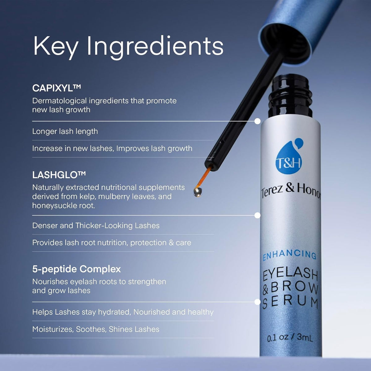 Advanced Eyelash Serum for Thicker, Longer Eyelashes and Eyebrows - Grow Luscious Lashes with Brow Enhancer (3mL)