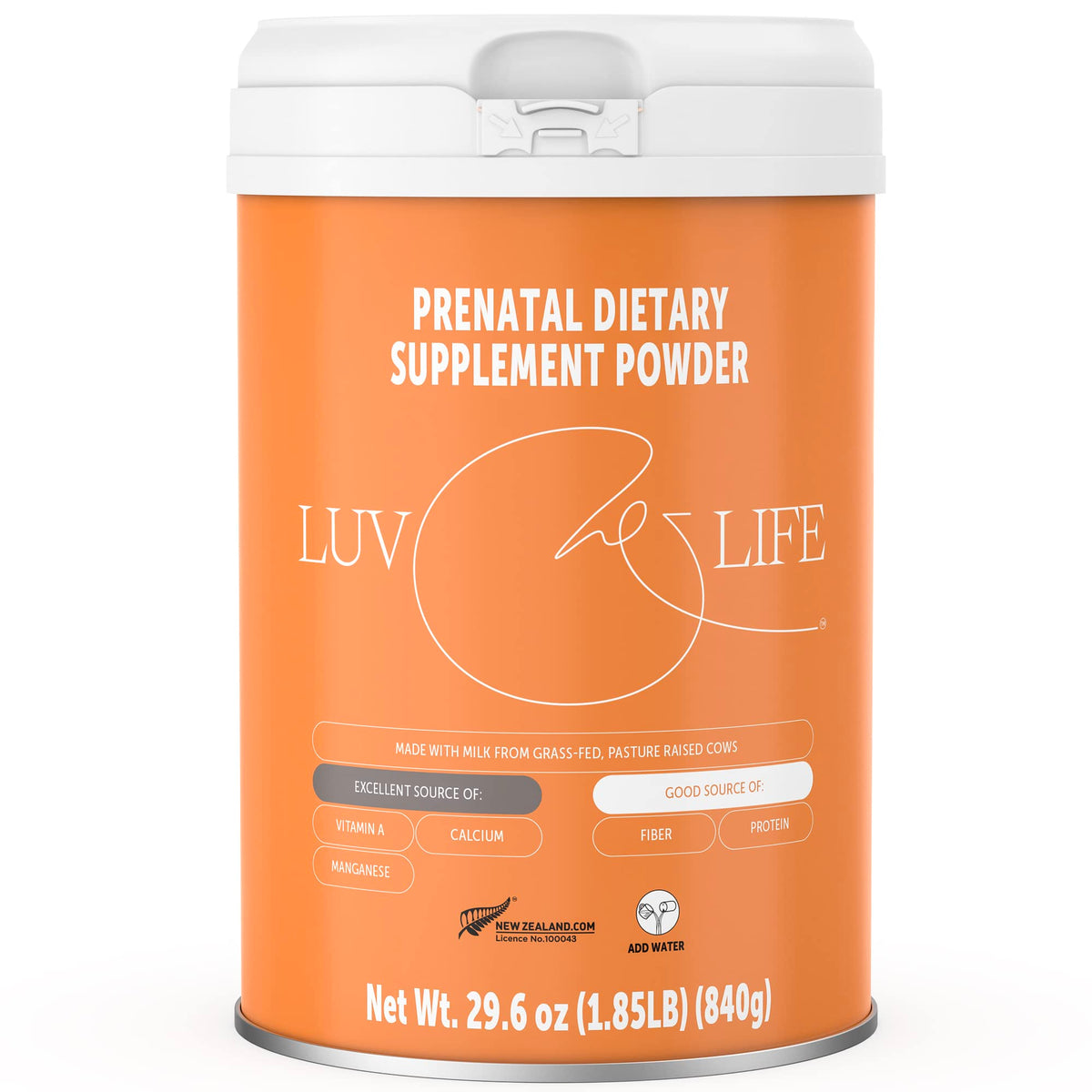 LUV&LIFE Prenatal Vitamin Supplement Powder Vanilla Flavored Contains Protein and Fiber 