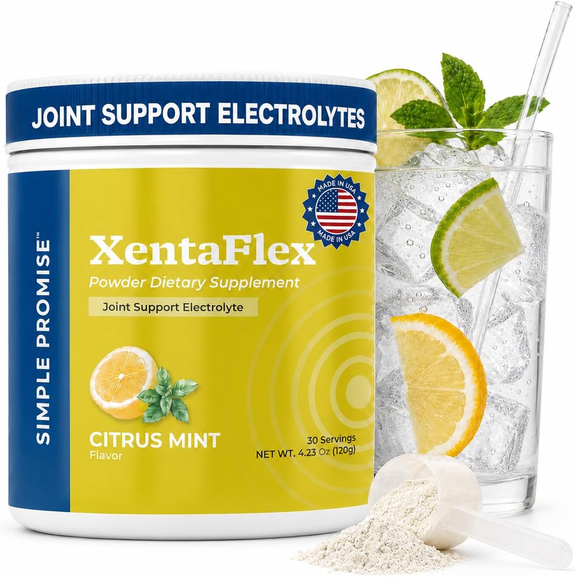 XentaFlex - Joint Electrolyte Powder for Women and Men - Boswellia Extract | Boswellia Electrolytes, Joint Mobility Support, AquaLOX and Potassium, One Scoop in Water, Non-GMO, 30 Servings