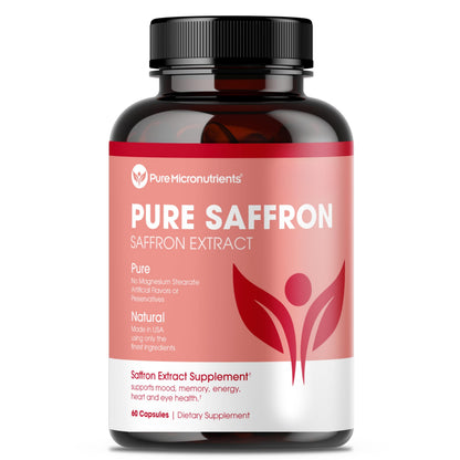 Saffron Supplements - 100% Pure Saffron Extract Capsules - Boost Energy & Mood, Support Eye & Heart Health