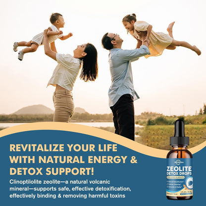 Zeolite Detox for Kids and Adults, Zeolite Clinoptilolite Liquid Drops with Chlorella, Magnesium, Zinc, Methy Vitamin B12 & D3, Gut Liver Detox Cleanse, Immunity, Pineapple Flavor 2 Fl Oz