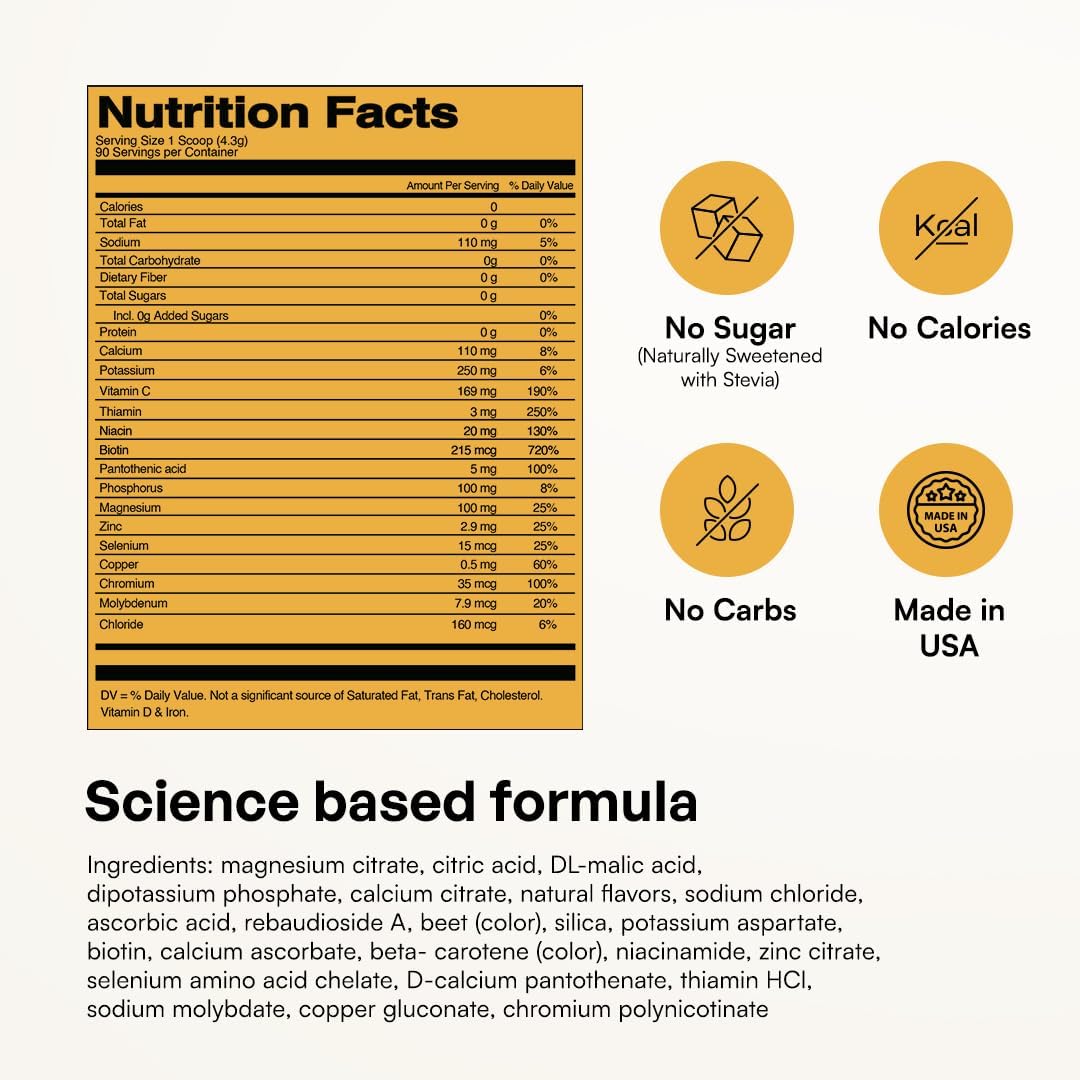 KEY NUTRIENTS Electrolytes Powder Lemonade 90 Servings + Peach Mango 90 Servings