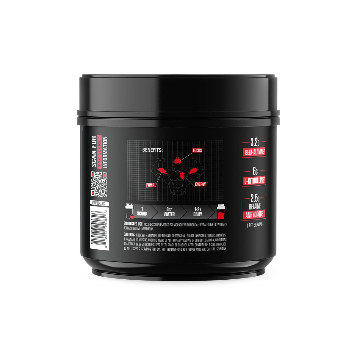 Jocko Fuel Ultimate Pre Workout Powder - Pre-Workout Energy Powder Drink for Men & Women - High Stim Sugar-Free Nootropic Blend to Support Muscle Pump, Energy, & Recovery 200mg Caffeine Blue Raspberry