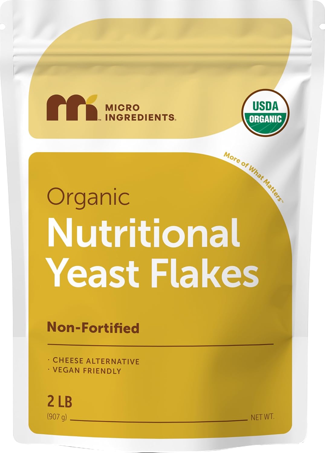 Micro Ingredients Organic Non-Fortified Nutritional Yeast Flakes, 2 Pounds | Vegan Protein, B Vitamins & Beta-glucans | Keto Friendly, Dairy Free Cheese Substitute, Non-GMO, Gluten Free