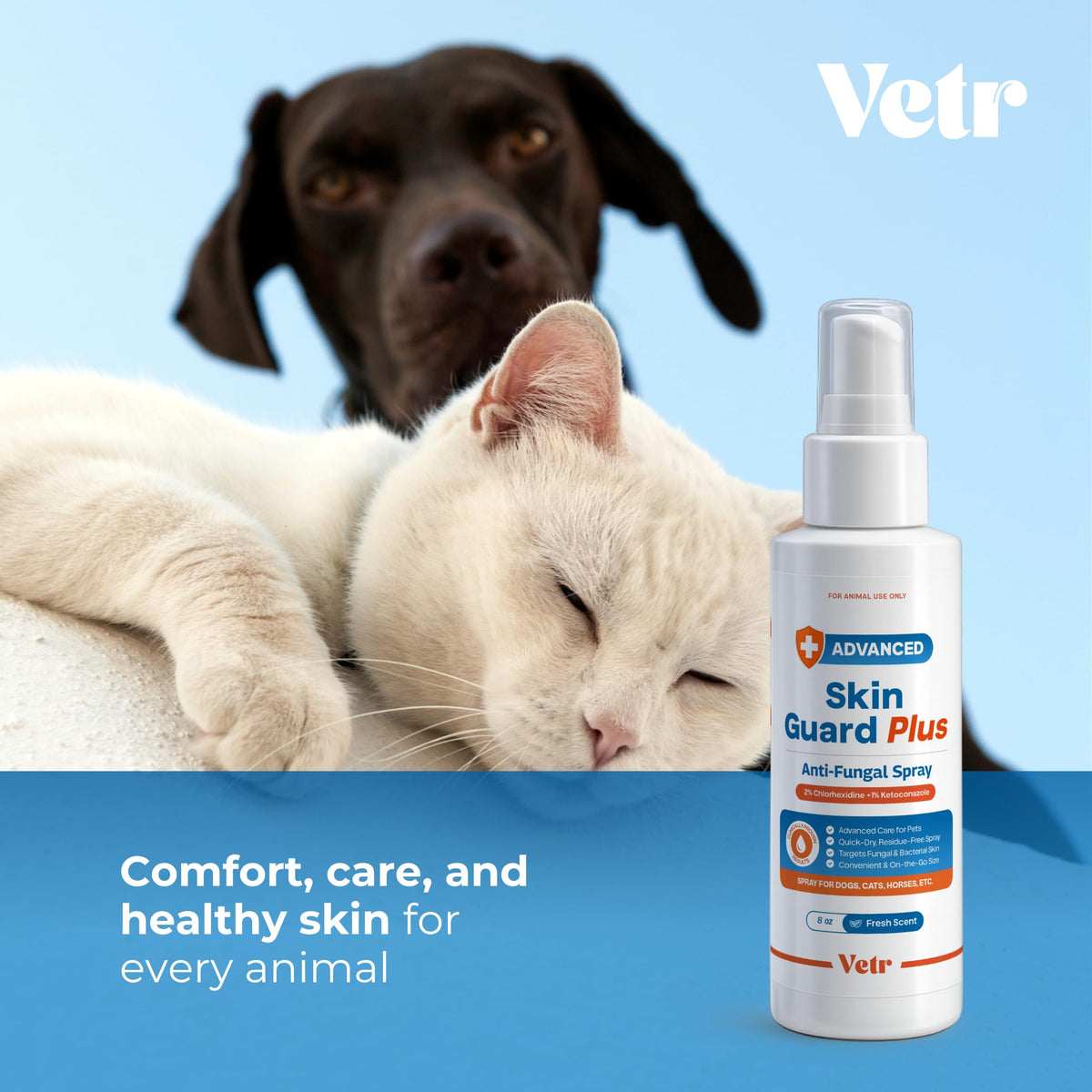 vetr Skin Relief Hydrocortisone Spray for Dogs - Topical Support for Itchy Skin and Hot Spots - 4 oz (120mL) - Vet-Formulated in USA