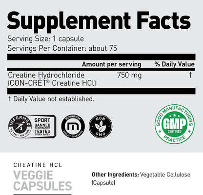 Kaged Creatine HCl Capsules | 7X Concentrated vs Mono | Muscle Building & Recovery | High Absorption | No Bloating | Creatine for Men & Women | Vegan, Gluten Free | Unflavored | 75 Servings