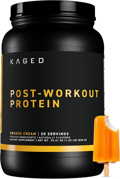 Kaged Post Workout Protein Powder | Re-Kaged | 28g Whey Protein with Creatine, Glutamine & Betaine for Muscle Growth & Recovery | Low Sugar | 20 Servings | Orange Cream