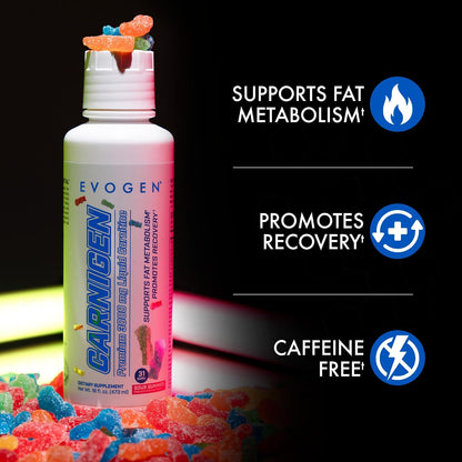 Evogen Carnigen Liquid 3000 | Energy Support | Sour Gummies | 31 Servings