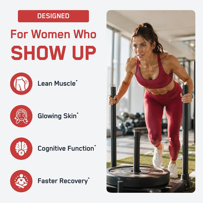 SteelFit Just for Women, Creatine Monohydrate & Collagen Peptides Powder | 5g Creapure Creatine & 3g Grass-Fed Collagen - Lean Muscle Growth & Healthy Hair, Skin, & Nails - Red Raspberry, 30 Servings