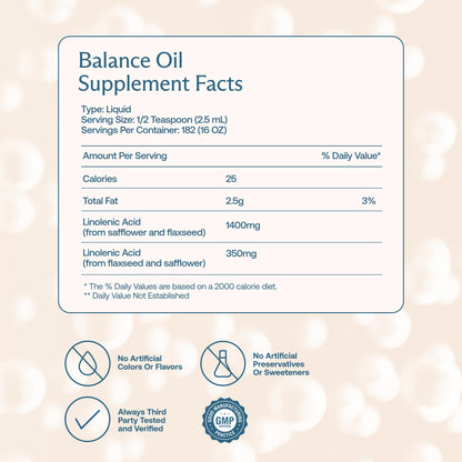 BodyBio Balance Oil - Essential Fatty Acids for Brain, Skin, & Mood | Cold-Pressed Omega 3 & 6