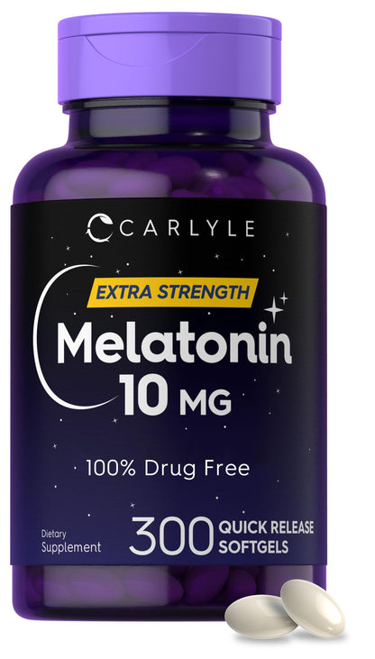 Carlyle Melatonin 10mg | 300 Softgels | Extra Strength Support for Adults | Non-GMO, Gluten Free Supplement