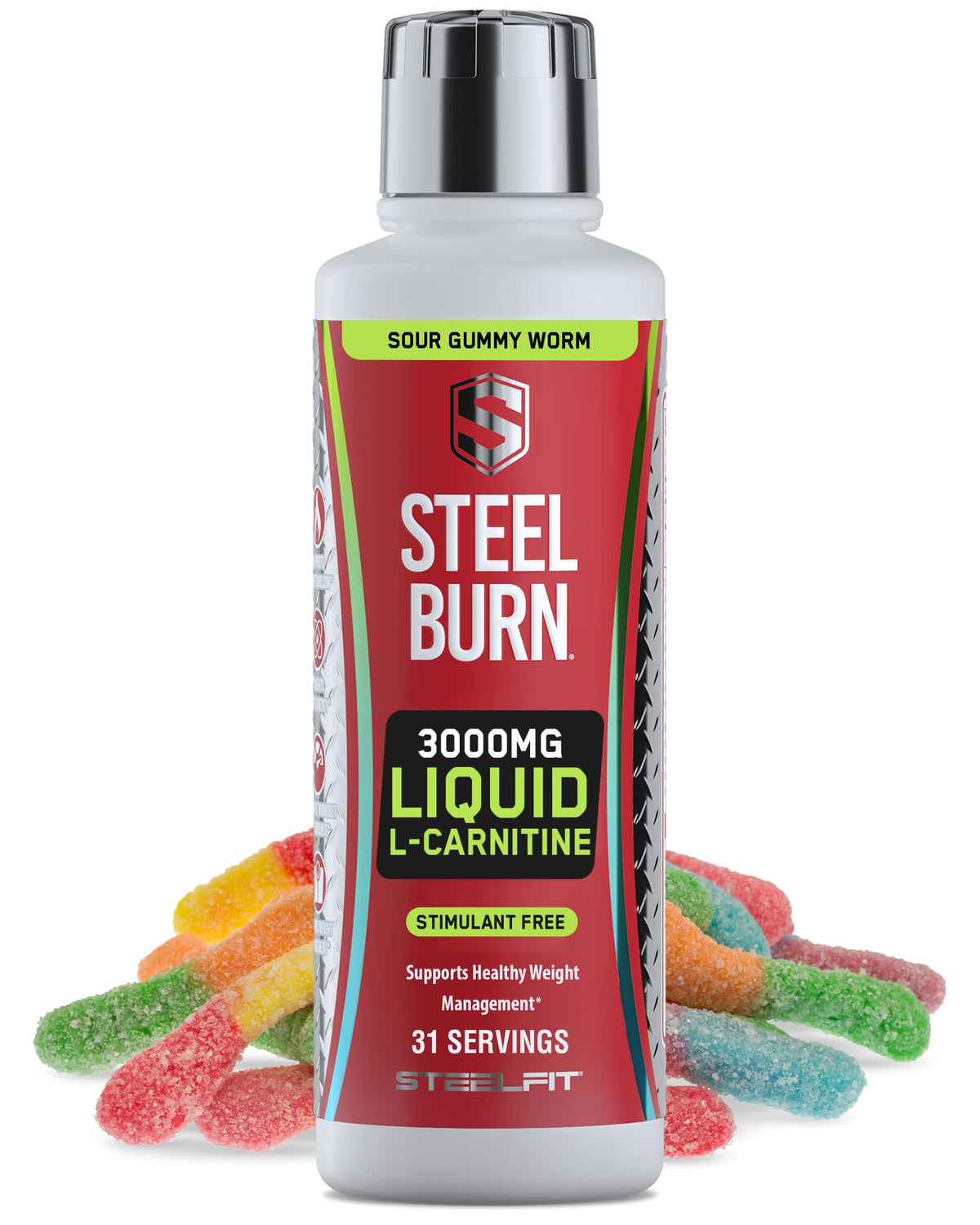 SteelFit Steel Burn, Premium Liquid L-Carnitine, 3000mg, Island Pineapple | Stimulant-Free & Clean Workout Drink for Men & Women Supports Healthy Weight Loss Management & Fat Metabolism - 31 Servings