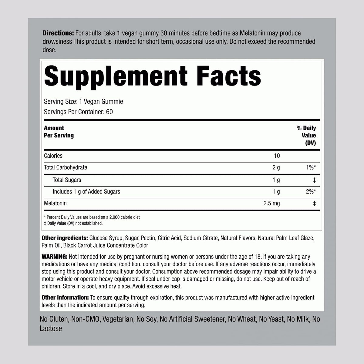 Piping Rock Melatonin Gummies 2.5 mg | 60 Count | Strawberry Flavor Gummy | Vegan, Non-GMO, Gluten Free Supplement