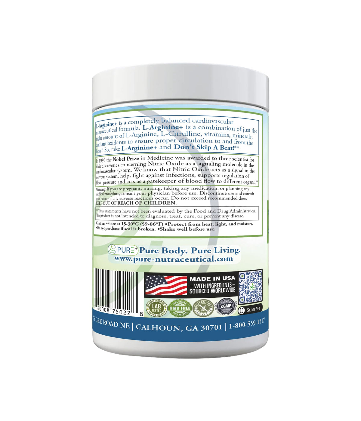 PURE® Cardio+ Nitric Oxide Heart & Circulation Support - 5000mg L-Arginine & 1000mg L-Citrulline - Mango, 30 Servings Powder, 375 Grams - CoQ10 Beet Root - High Potency Cardiovascular Formula