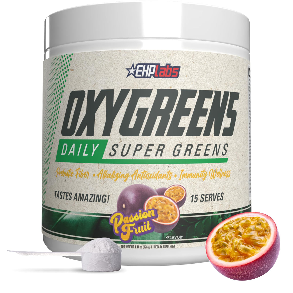 EHP Labs OxyGreens Super Greens Powder with Spirulina & Chlorella, Prebiotic Fiber, Probiotics & Digestive Enzymes – Antioxidant Green Superfood Supplement - 15 Serves (Pineapple)