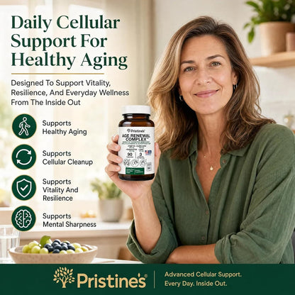 PRISTINE'S Age Renewal Senolytic Autophagy Capsules, NSF Certified, Vegan | Fisetin, quercetin, curcumin and zinc for healthy aging routines. NSF Certified, vegan, non-GMO, gluten-free, 30 servings