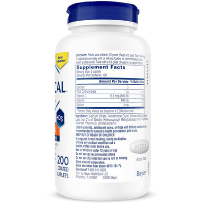 Citracal Petites- Calcium Citrate with Vitamin D3, Bone Health Support, Calcium Supplement for Ages 12+, 375 Count (Packaging May Vary)