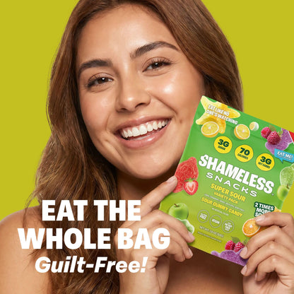 Shameless Snacks Tropical Paradise Mixed Bag - Sour Gummy Candy | 5 Tropical Flavors Per Bag Fruit Snacks, Keto 3g Sugar - Gluten Free Vegan Gummies for Adults