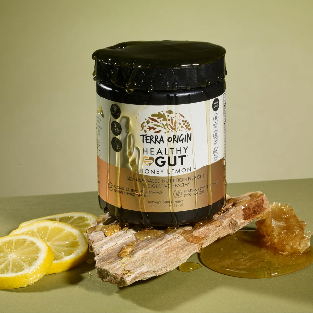 TERRA ORIGIN Healthy Gut Powder (Berry Flavor) |30-Servings with L-Glutamine, Zinc, Glucosamine, Slippery Elm Bark, Marshmallow Root and More!