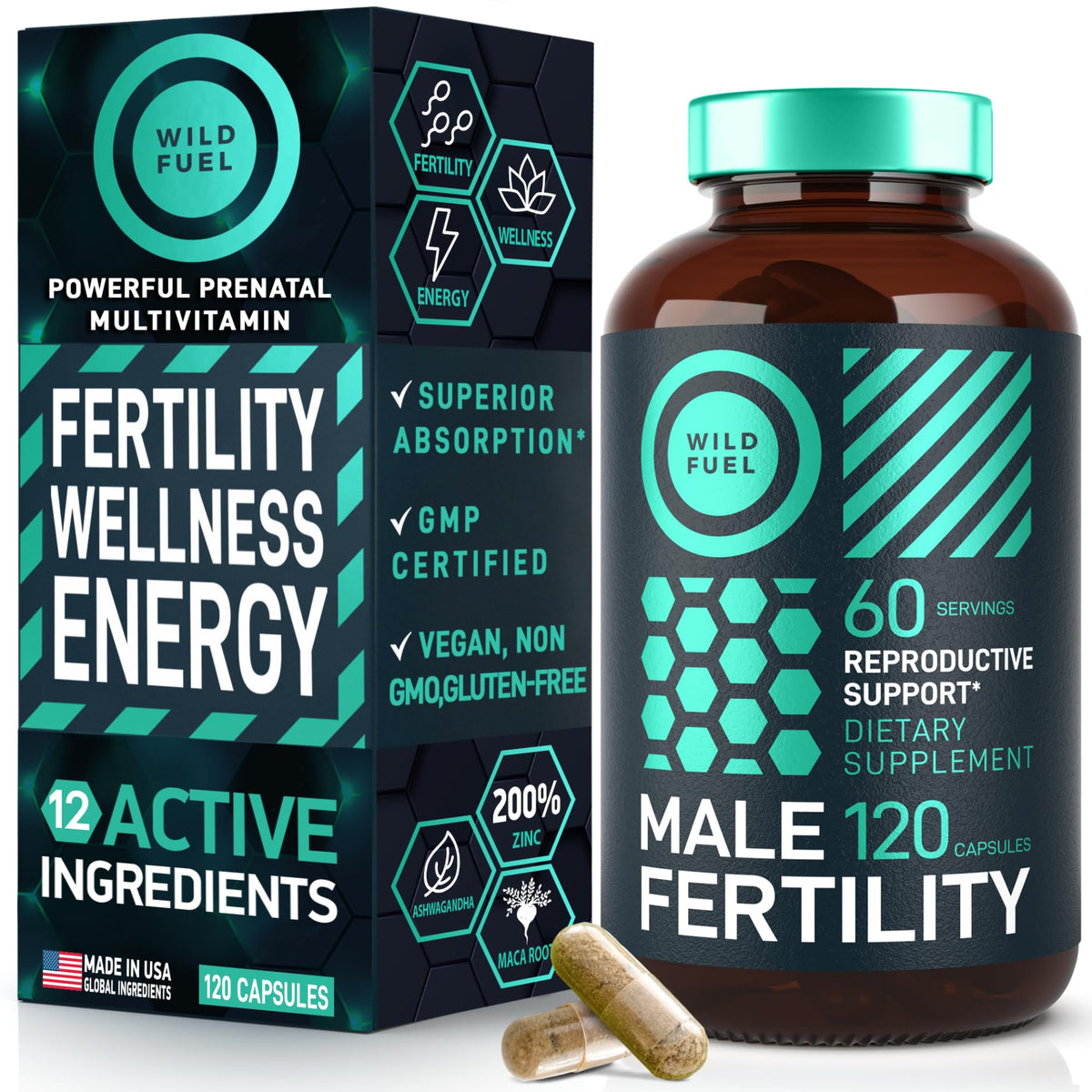 Fertility Supplements For Men Prenatal Vitamin - Maca Root, Ashwagandha, L Arginine