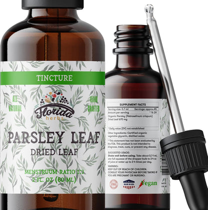 Parsley Leaf Tincture Alcohol-Free Extract, Organic Parsley (Petroselinum crispum) Dried Leaf - Non-GMO in Cold-Pressed Organic Vegetable Glycerin - 2 Oz