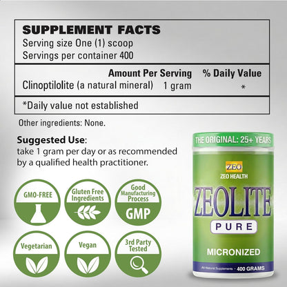 Zeolite Pure | Full Body Detox Cleanse for Women, Men, Adults | Supports Energy, Gut Health, Mental Clarity, & Optimal Inflammation Response | The Original Zeolite Powder (400 Servings)