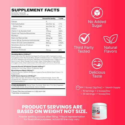 EHP Labs OxyShred Pre Workout Powder - Preworkout Powder with L Glutamine & Acetyl L Carnitine, Energy Boost Drink - Cosmic Blast, 60 Servings